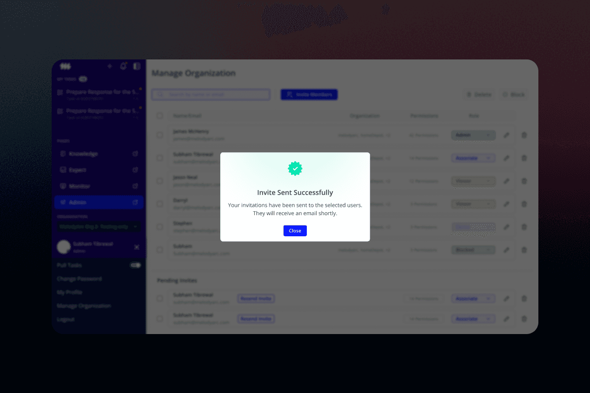 MelodyArc agent workflow panel with automation status