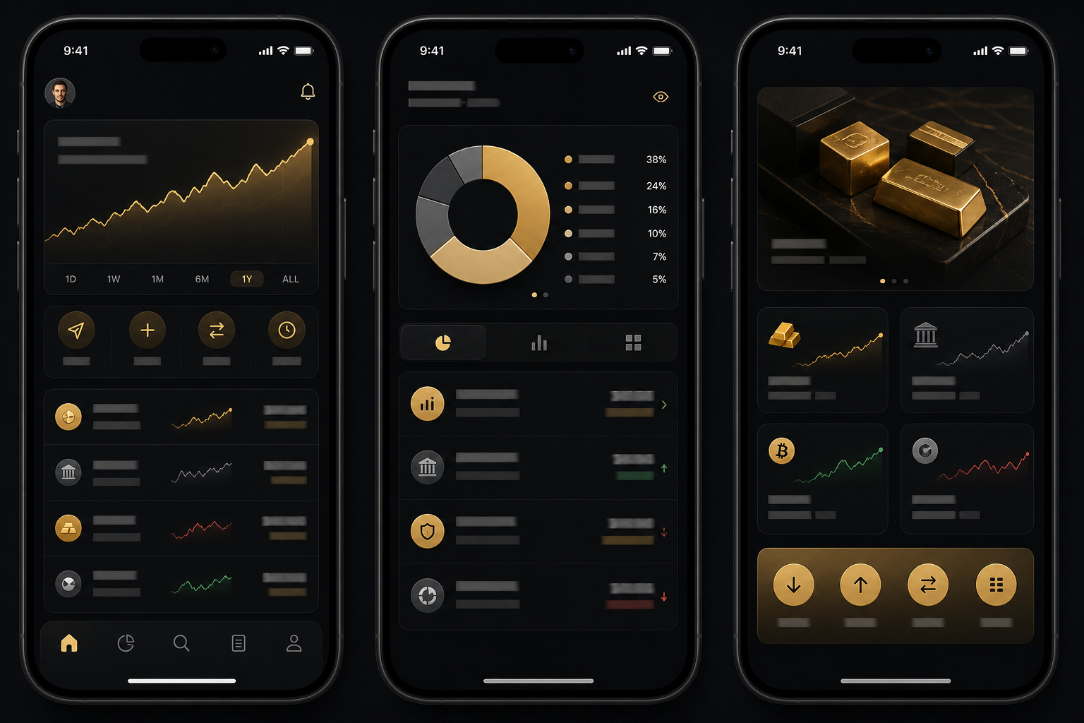 FinTech wealth dashboard iOS concept